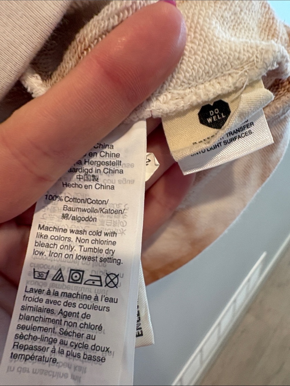 Madewell Tie-Dye Crewneck Sweatshirt in Cream and Brown ptp 19 length 22 - Picture 4 of 7